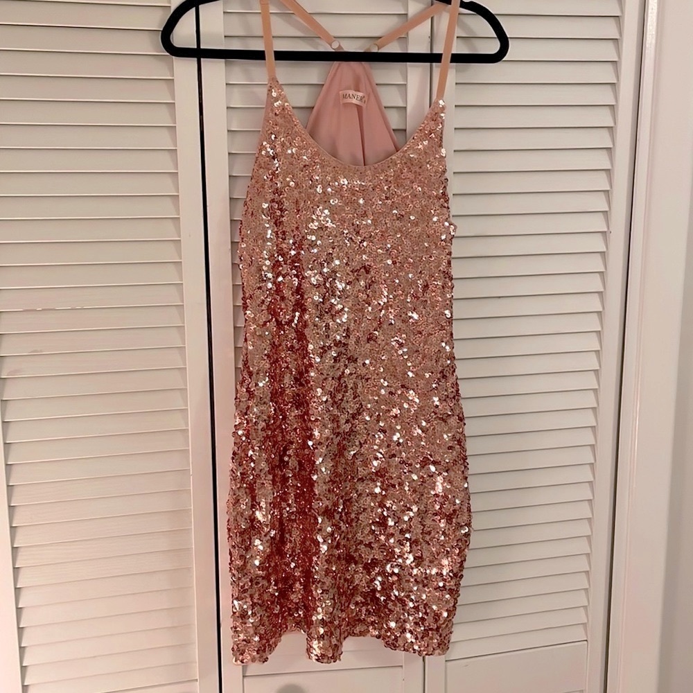 Rose Gold Sequin Mini Dress